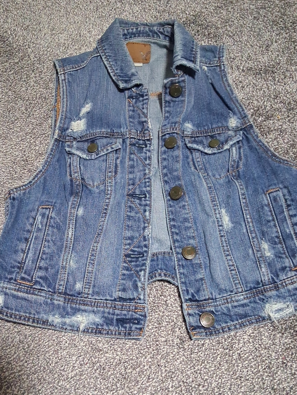 American Eagle Outfitters Light Blue Denim Vest